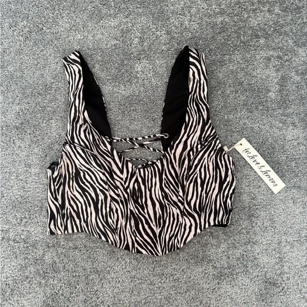 NWT For Love & Lemons Zebra Crop Top